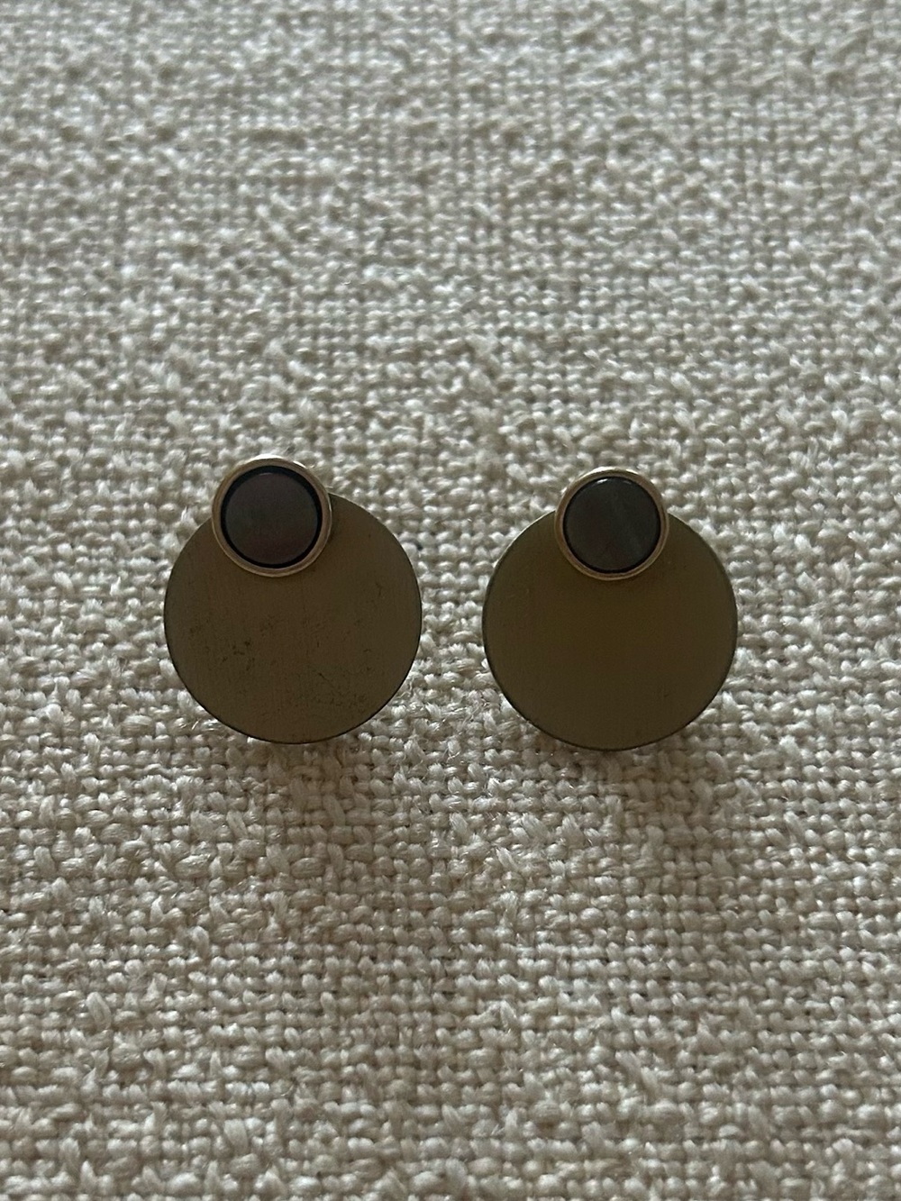 Local Eclectic Disc Stud Black Mother of Pearl Earrings